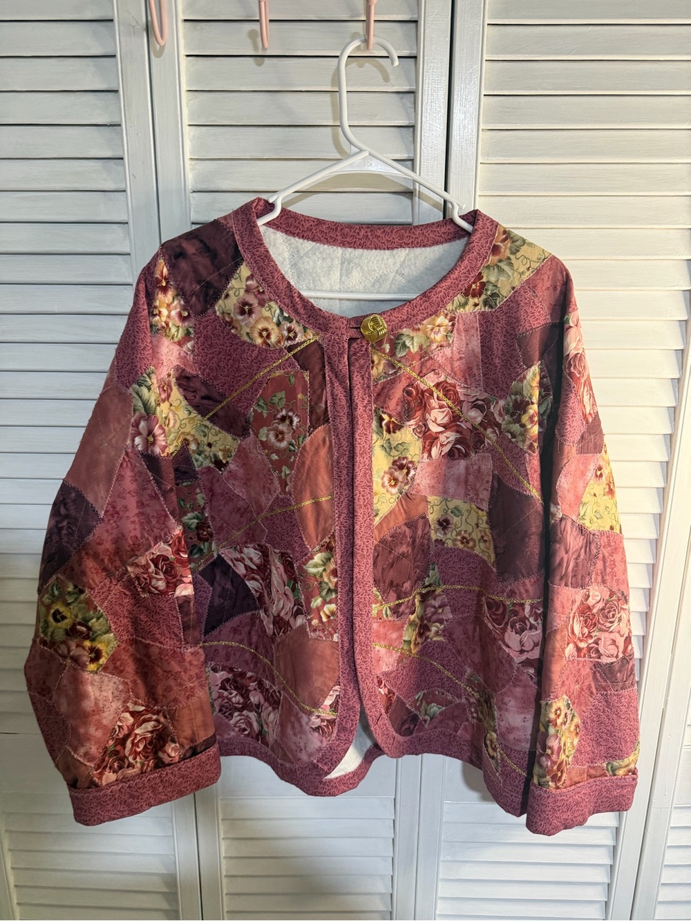 Women’s Patchwork Floral Quilted Jacket - Dusty Rose